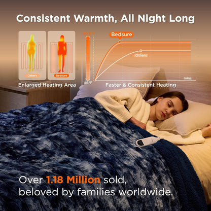 Bedsure Heated Blanket Throw Blanket with Preheat Function - Fast Heating Electric Blanket, Soft Flannel Throw with 6 Time Settings(Up to 10H), 6 Heating Settings, Gifts for Grandma (50"x60", Cream)