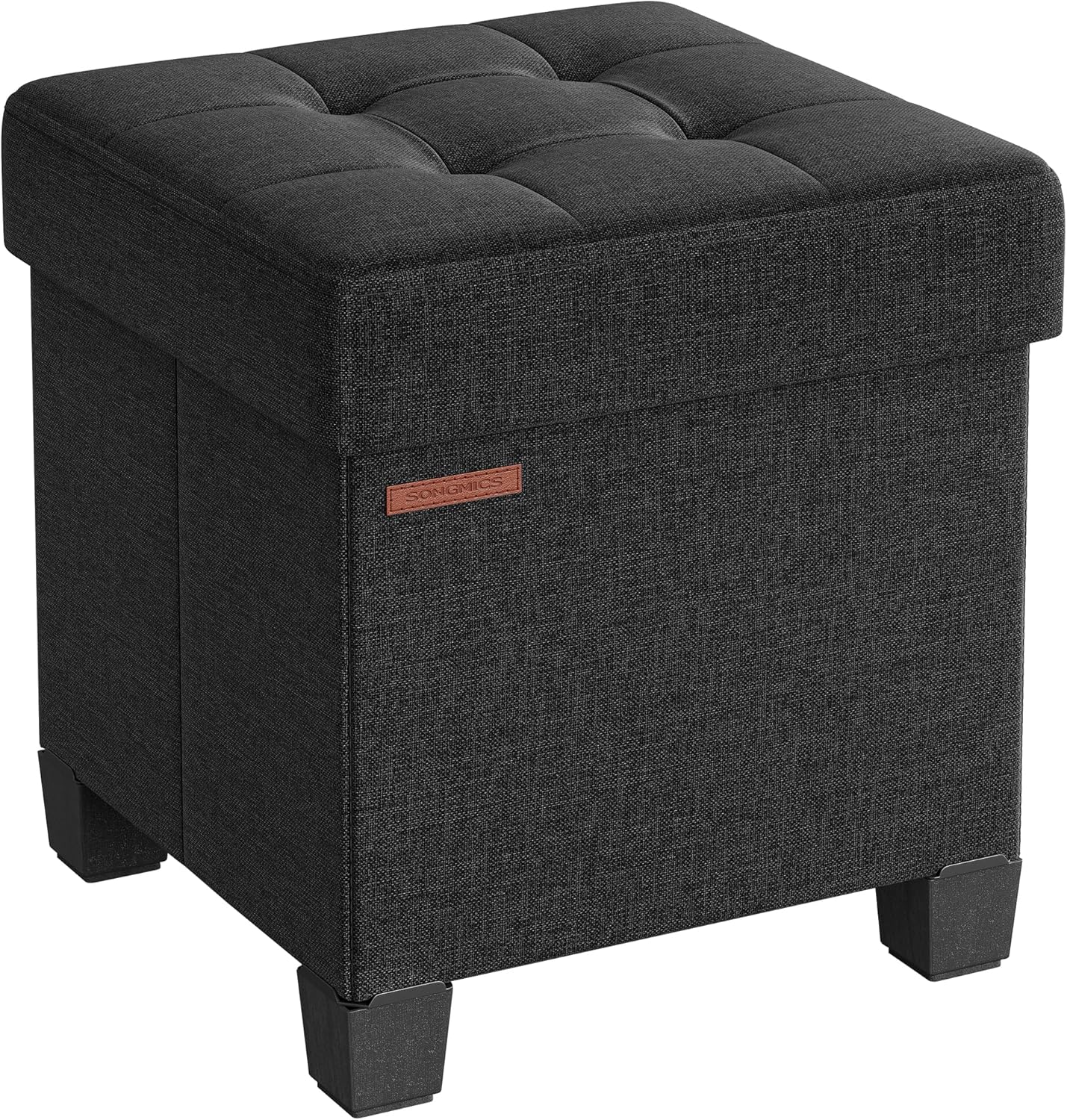 SONGMICS Storage Ottoman, Small Ottoman Foot Rest with Legs, 12.6 x 15.7 x 13.2 Inches Foot Stool, Load up to 660 lb, for Living Room, Bedroom, Dorm, Slate Gray ULSF012G01