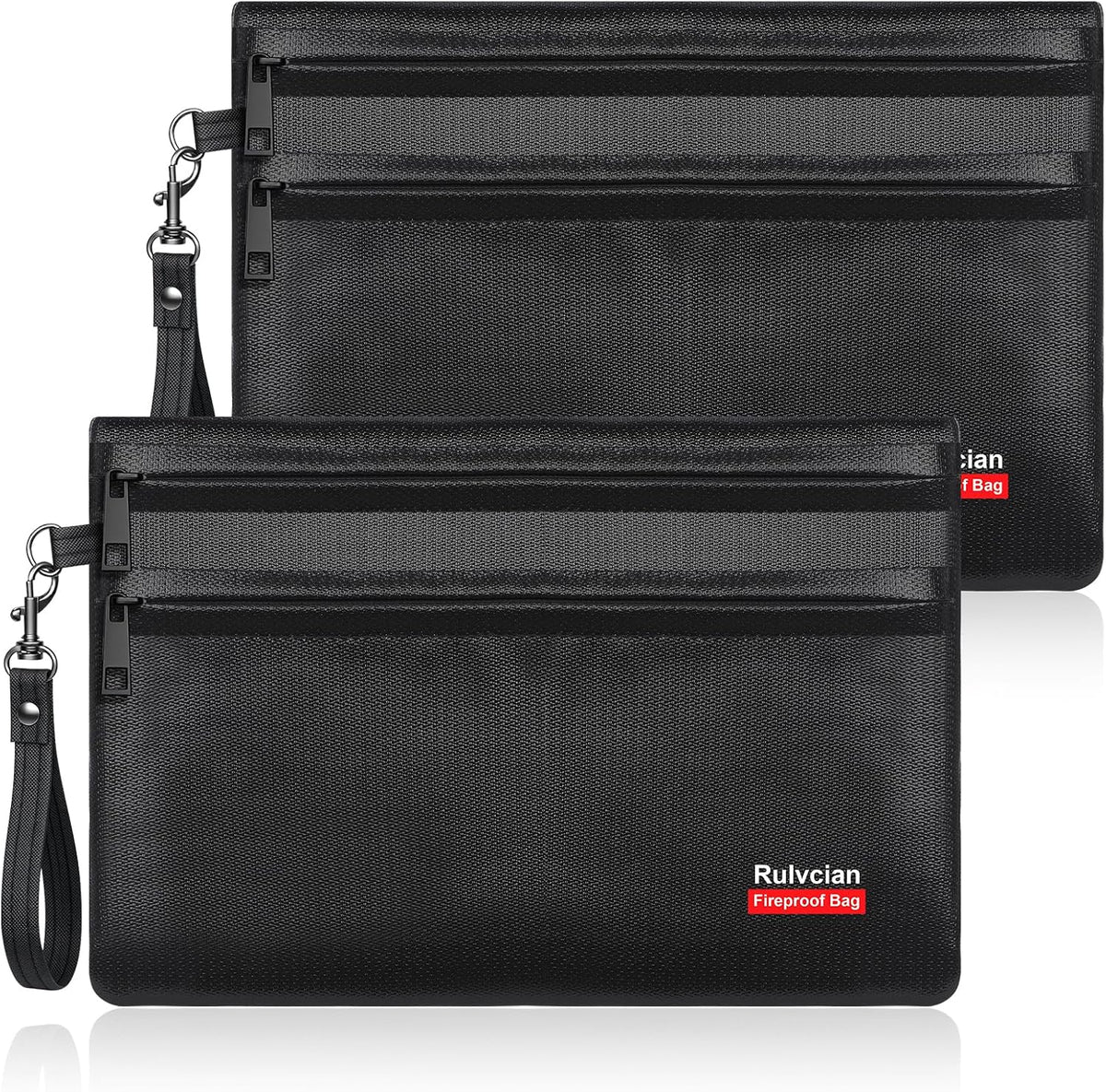 6400℉ Fireproof Money Bags, 11x7.5 Inch, 2 Pack with Zipper