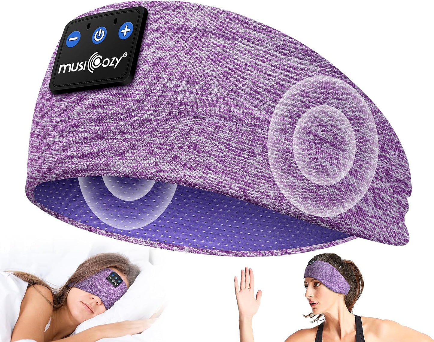 MUSICOZY Sleep Headphones Bluetooth 5.4 Headband, Wireless Earphones Music Sleep Earbuds Sleeping Eye Mask with HD Stereo Speakers for Workout Running Travel Yoga, Ideal Gifts for Men Women Mom Dad