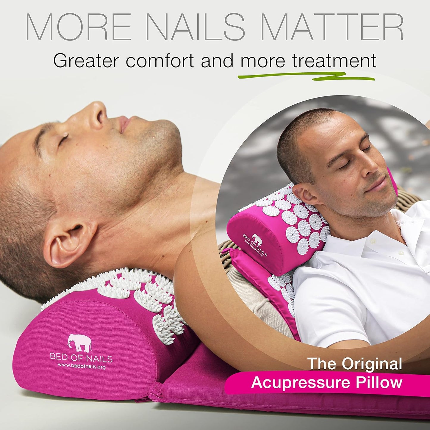 Bed of Nails Mat and Pillow Set – Original Bon Acupressure Design with 10962 Precision Nails, Mat: 28.5 x 16.5 x 1", Pillow: 14.5 x 6 x 4", Green