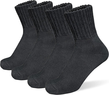 suaskk Womens Cozy Solid Thick Cushioned Thermal Crew Boot Socks 4 Pairs | Soft and comfortable, Arch Support, Non-Slip, Sturdy and durable
