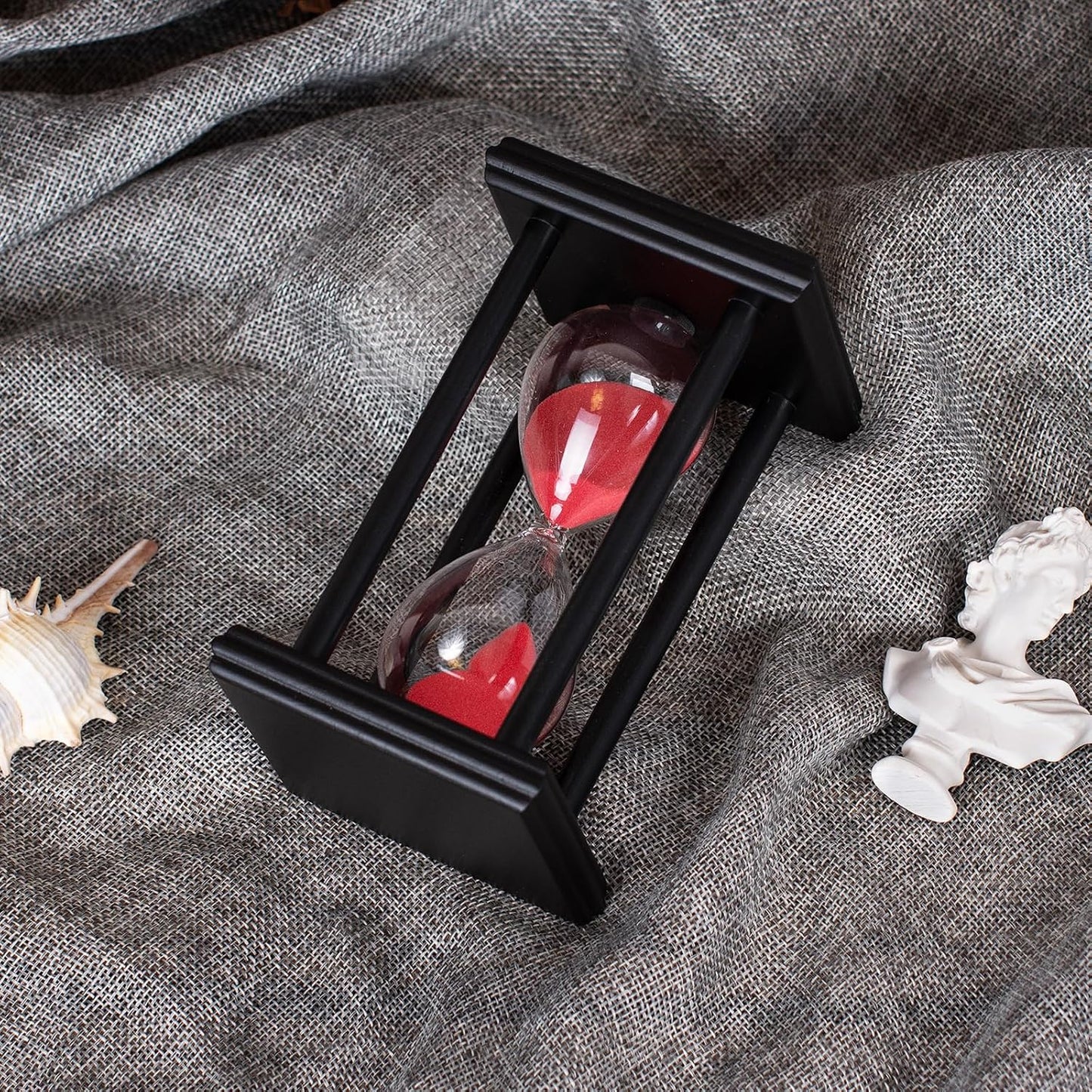 BELLAWARE Hourglass Timer with Red Sand, 60 Minute Wooden Sand Timer | Creative Handcraft Decoration