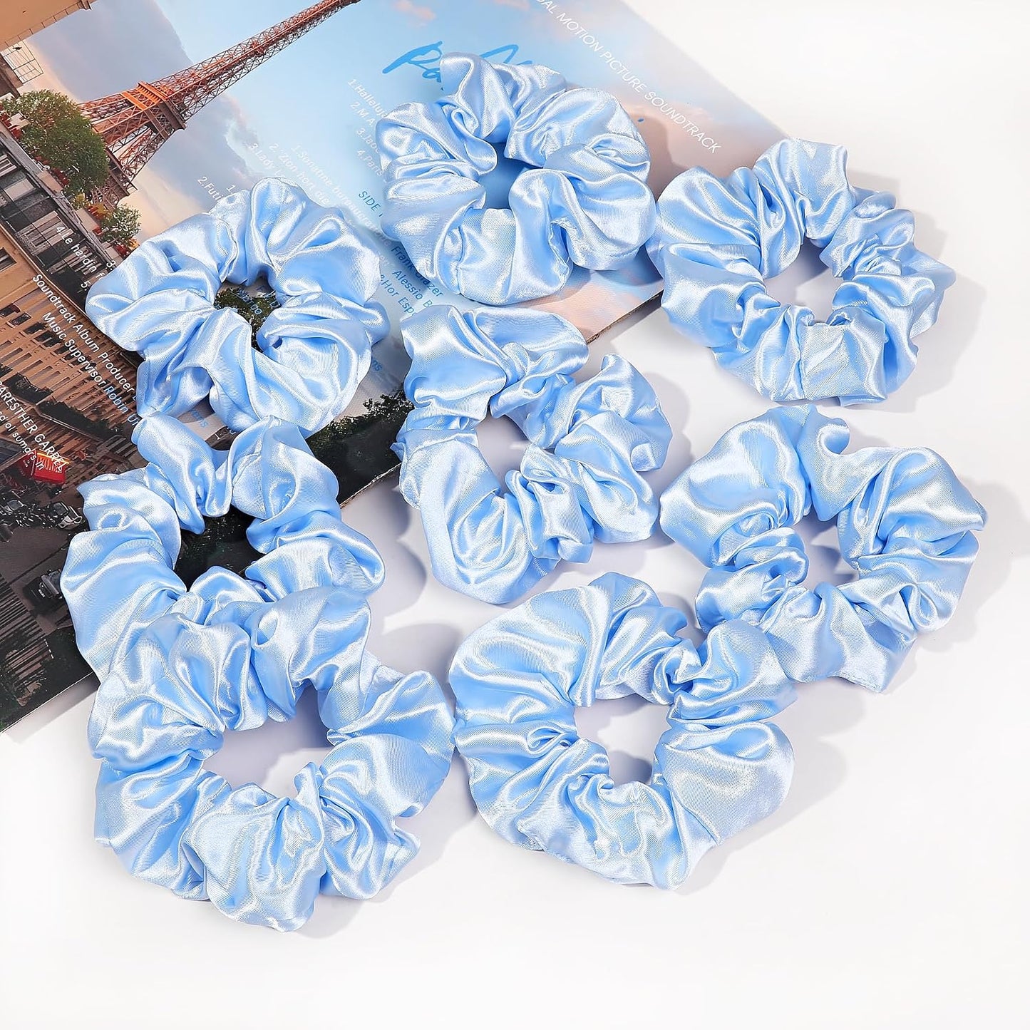 16 Pcs Scrunchies for Women - Black Satin Silk Scrunchies for Girls Hair Ties Elastics Bands Ponytail Holder Hair Accessories