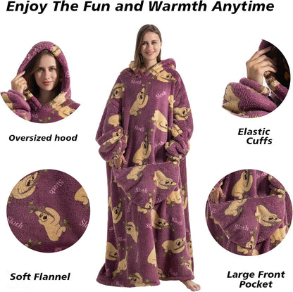 Capecage Blanket Hoodie, Long Hooded Blanket Sweatshirt as Birthday Gifts for Women Men, Long Wearable Blanket for Women Men.
