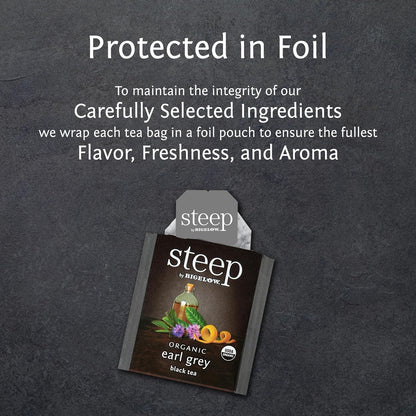 steep by Bigelow Organic Earl Grey Black Tea, 20 Count (Pack of 6), 120 Total Tea Bags