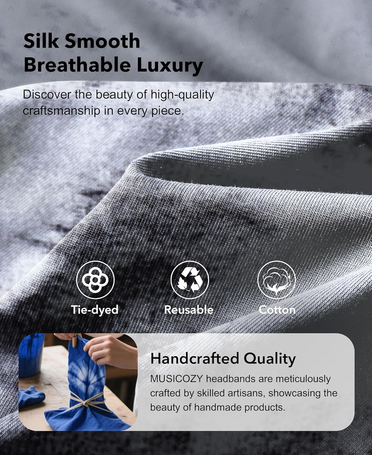 MUSICOZY Sleep Headphones Bluetooth 5.4 Headband, Wireless Earphones Sweat Resistant Earbuds with Ultra-Thin HD Stereo Speaker for Workout Running(Tie-dye Pink)