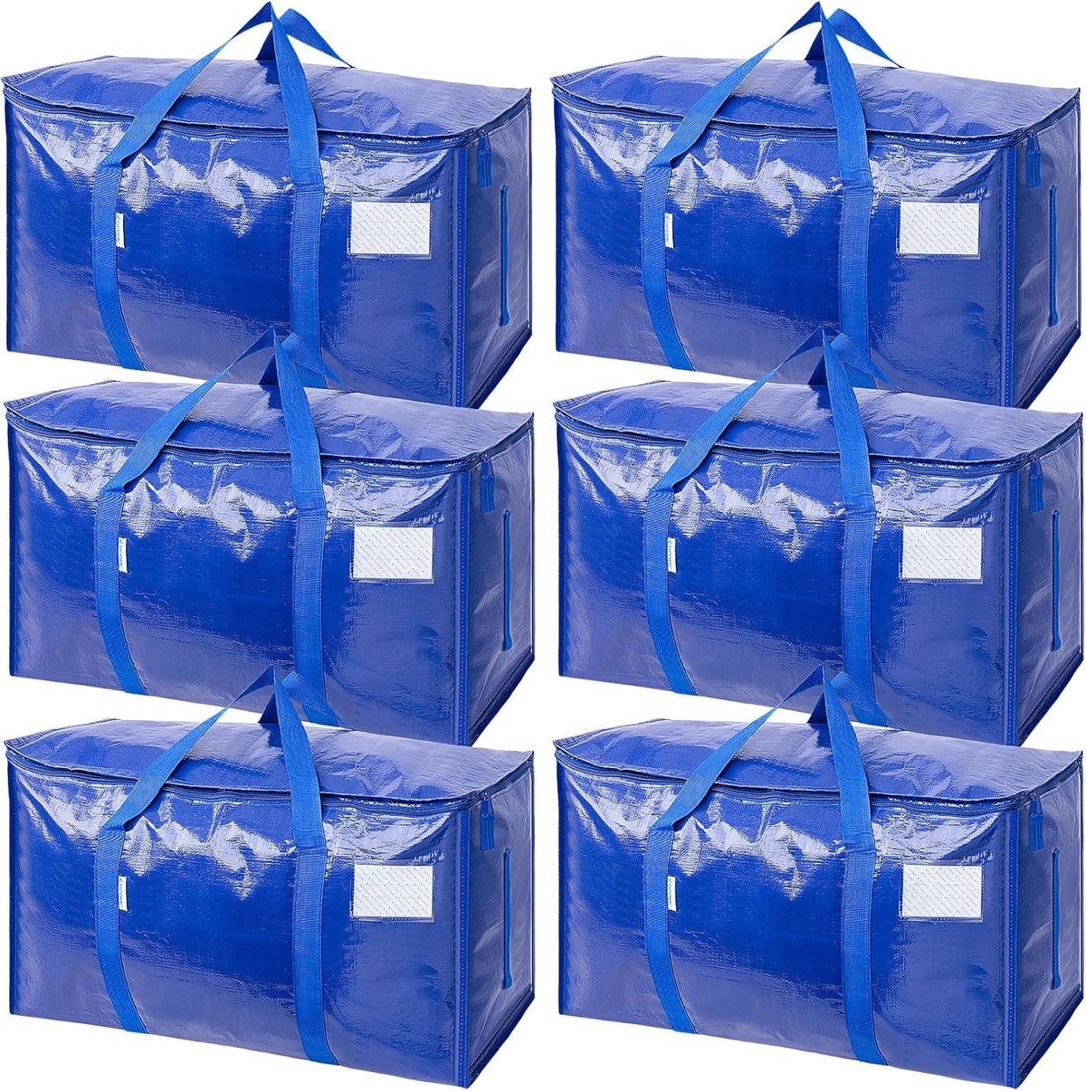 TICONN Extra Large Moving Bags Heavy Duty with Zippers & Carrying Handles, Durable Storage Bags Moving Boxes for Closet Organizers and Storage (Blue)
