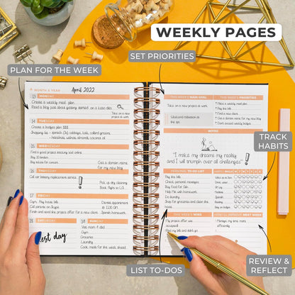 Clever Fox Planner 2nd Edition – Colorful Weekly & Monthly Goal Planner, Time Management & Productivity Organizer, Undated, A5 (Dark Teal)