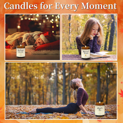 Soy Candles Set of 4, 9oz Natural Soy Wax Aromatherapy Candles, Home Scented Candles with 4 Scents (Lavender, Amber Sandalwood, White Sage, Coconut Vanilla), Gifts for Mom, Women, Relaxation, Yoga