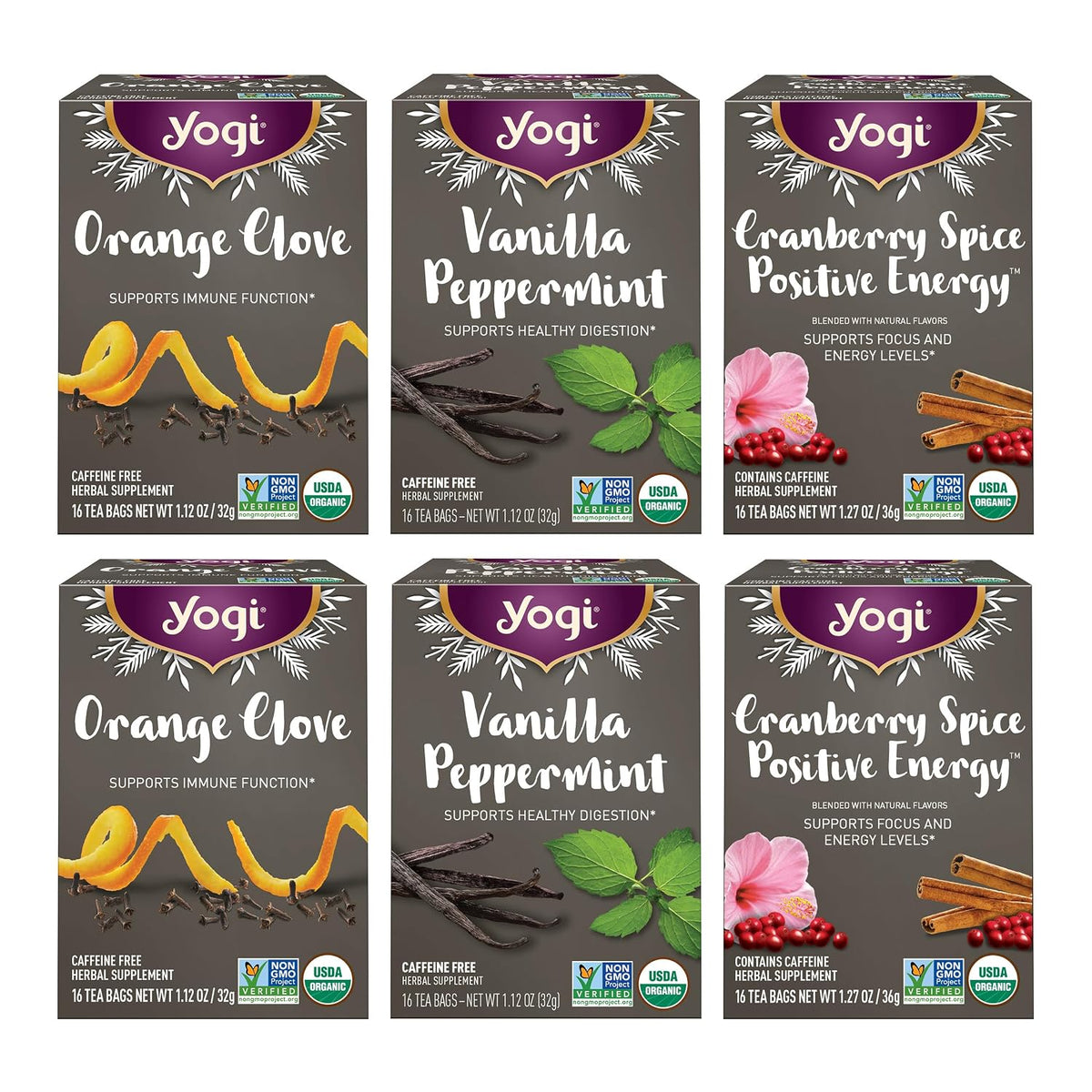 Yogi Holiday Organic Variety Sampler, 16 Tea Bags (6 Pack)