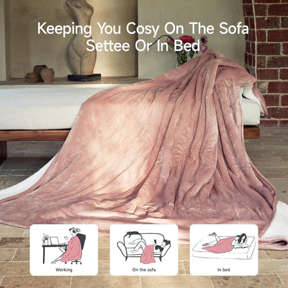 GOTCOZY Heated Throw Blanket, 50''X60'' - Soft Silky Plush Electric Blanket with 4 Heating Levels & 3 Hour Auto Off, ETL Certified, Machine Washable (Grey)