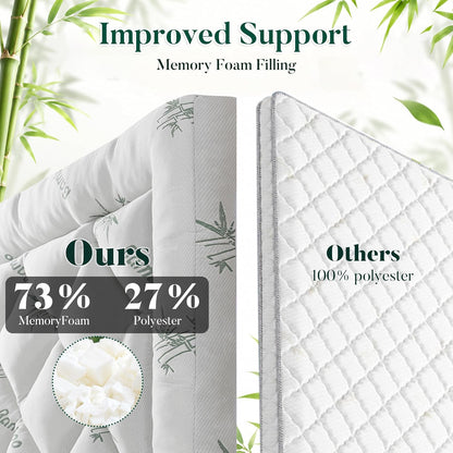 Ubauba 100% Waterproof King Size Mattress Topper, Viscose Made from Bamboo Pillow Top Mattress Protector for Back Pain Relief, Breathable Cooling Mattress Pad for Hot Sleeper, 8-21 Inch Deep Pocket