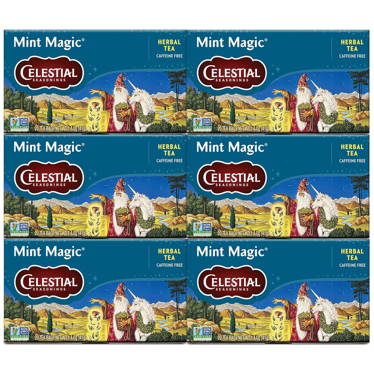 Celestial Seasonings Herbal Tea, Mint Magic,Caffeine Free, 20 tea bags (Pack of 6)
