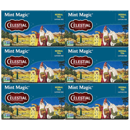 Celestial Seasonings Herbal Tea, Mint Magic,Caffeine Free, 20 tea bags (Pack of 6)