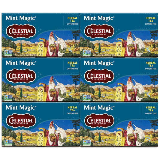 Celestial Seasonings Herbal Tea, Mint Magic,Caffeine Free, 20 tea bags (Pack of 6)