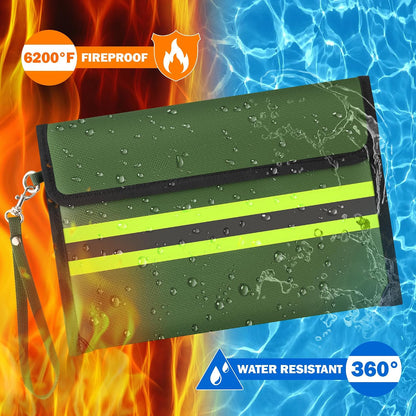 Fireproof Waterproof Document Bag - 5200°F Water Resistant Fire Proof Money Bag, 3 Layers of Heat Insulated Storage with Zipper, 7.9"x5" Portable Files Safe Pouch for Cash Passport (Black)