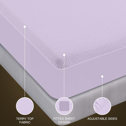Queen Size Mattress Protector Waterproof, Premium 200 GSM Terry Mattress Cover, Soft & Breathable Bed Cover, Fitted Sheet Style Stretchable Deep Pockets 17" by Utopia Bedding (White)