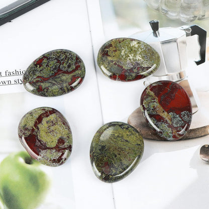 Artistone Moss Agate Crystal Chakra Thumb Worry Stone Teardrop Reiki Healing Stone Pocket Palm Stones for Anxiety Stress Relief Meditation Therapy Geometry Home Decor
