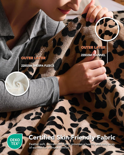 Homemate Heated Blanket Electric Throw - 50"x60" Heating Blanket Throw 1/2/4/6/8 Hours Auto-Off 10 Heat Level Over-Heat Protection Flannel Sherpa ETL Certification
