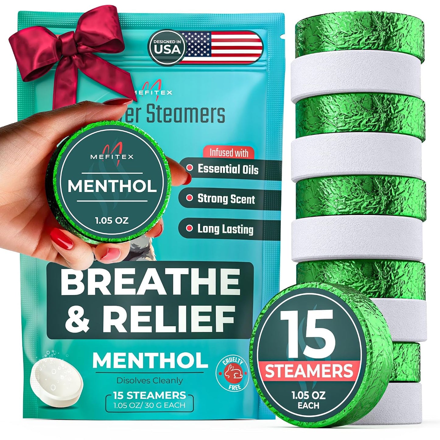 Shower Steamers for Men - 15 Pack Eucalyptus Aromatherapy Shower Steamers, Strong Scent, Long Lasting, Premium Essential Oils, Gifts for Men Relaxation and Sinus Relief