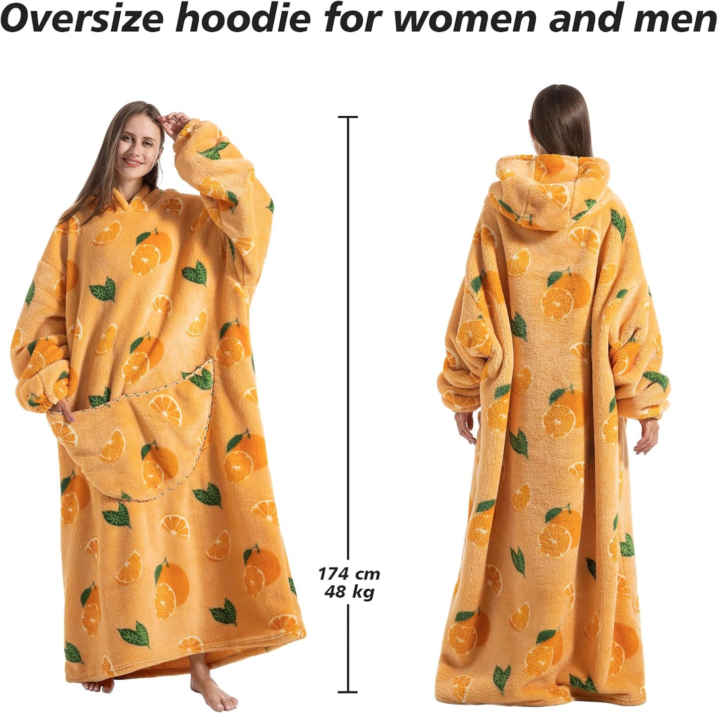 Capecage Blanket Hoodie, Long Hooded Blanket Sweatshirt as Birthday Gifts for Women Men, Long Wearable Blanket for Women Men.