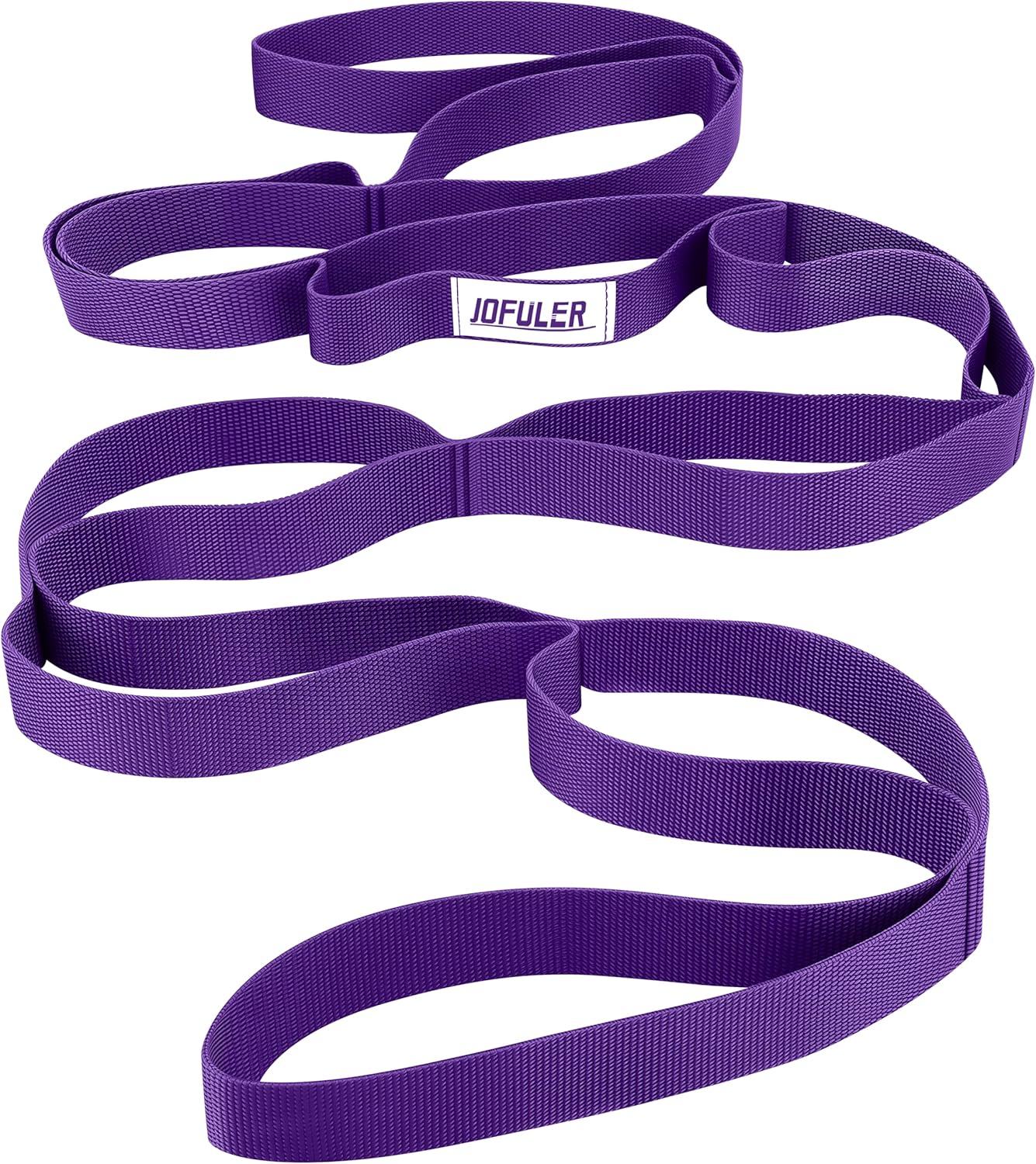 Stretching Strap for Physical Therapy and Home Rehab, 10 Loops Non-Elastic Yoga Strap for Hamstring, Calf and Back Stretching, Mobility, Exercise, Pilates, Flexibility