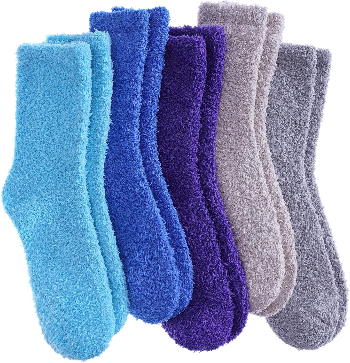 LANLEO 5/6 Pairs Womens Super Soft Fuzzy Plush Warm Winter Home Sleeping Slipper Socks
