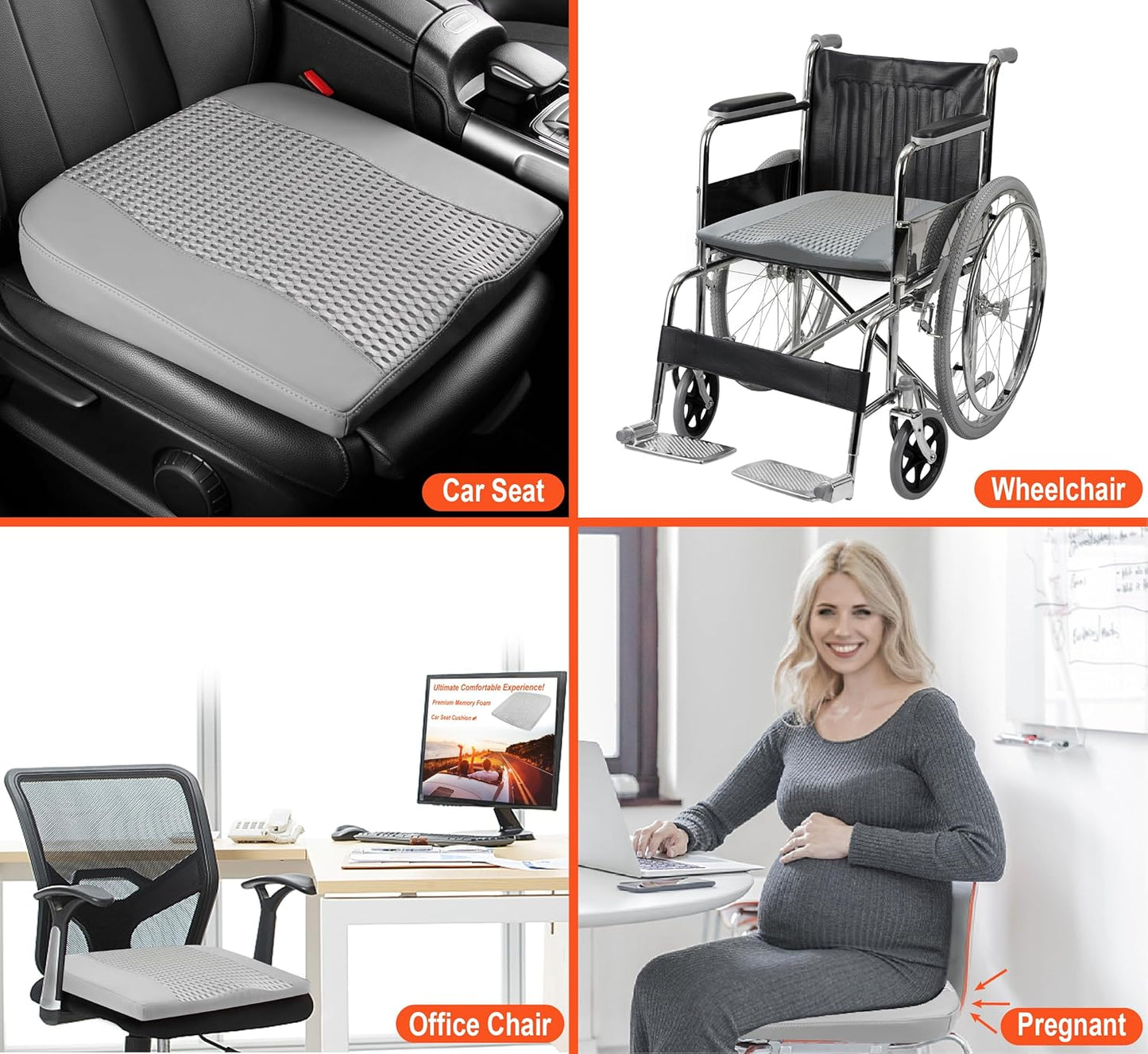 Lofty Aim Car Seat Cushion, Comfort Memory Foam Car Cushions for Driving - Sciatica & Lower Back Pain Relief, Driver Seat Pillow for Auto, Office Chair, Wheelchair - Black
