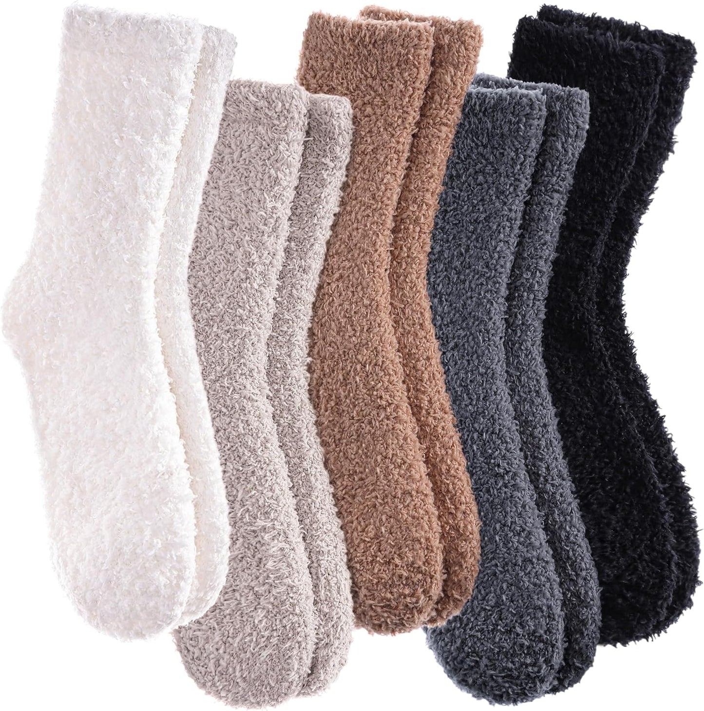 CHOWISH Womens Fuzzy Slipper Socks Super Soft Microfiber Fluffy Cozy Winter Warm Fuzzy Crew Socks