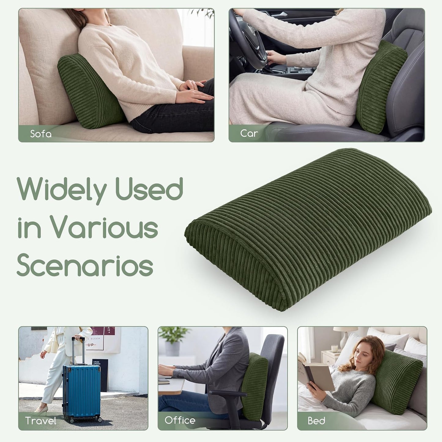 HIGOGOGO Lumbar Support Pillow for Recliner Chair/Accent Chair/Couch, Memory Foam Back Support Cushion for Elderly, Recliner Cushions for Back Rest, Pain Relief, Reading, Washable Cover, Dark Grey
