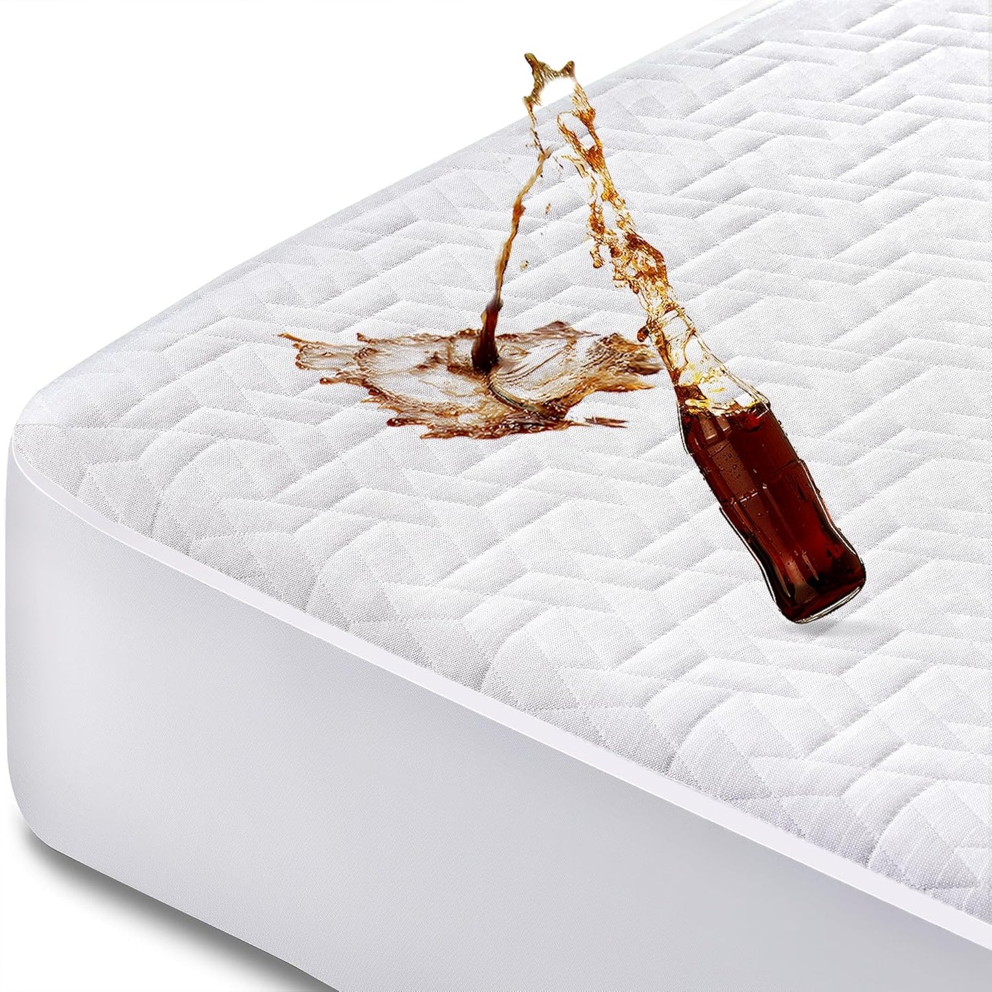 Cooling Waterproof Mattress Protector Queen Size, Mattress Cover 3D Air Fabric Mattress Pad Cover Smooth Soft Breathable Noiseless, 8''-21'' Deep Pocket
