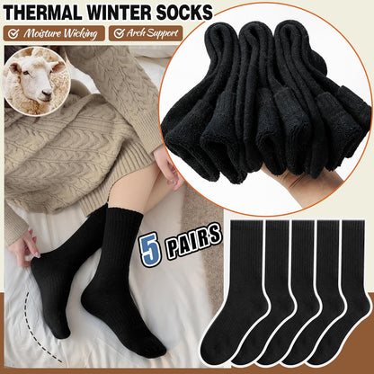 EBMORE Merino Wool Socks for Women Hiking Thermal Warm Winter Thick Boot Cozy Crew Comfy Work Socks for Ladies 5 Pairs
