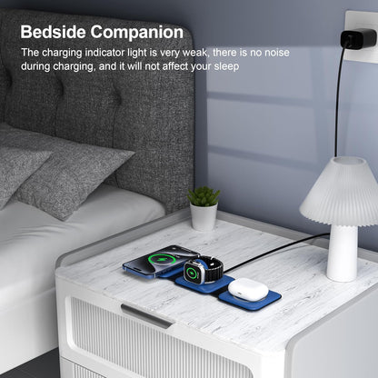 3 in 1 Charging Station for Multple Devices,Foldable 3 in 1 Wireless Charger for Travel,NANO Wireless Charging Station for iPhone17 16 15 14 13 12 Pro Max/Watch 10 9 8 7 6 5 4 3 Ultra/AirPod Pro