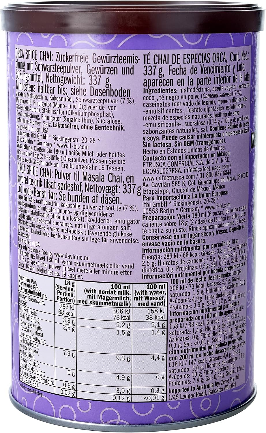 David Rio Elephant Vanilla Chai Tea Latte Mix, 14 Oz