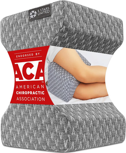 5 STARS UNITED Knee Pillow for Side Sleepers - Hip Pain Relief, Memory Foam Leg Cushion for Side Sleeping - Between Legs Pillow for Sciatica & Lower Back Pain, White