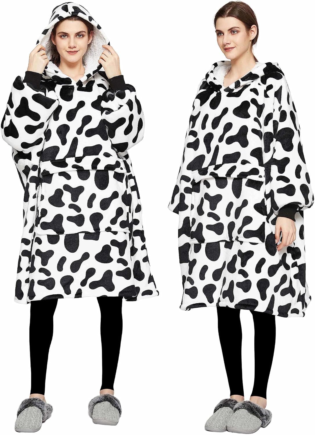 KFUBUO Wearable Blanket Hoodie for Adults Sherpa All Patterns Cat Oversized Sweatshirt Blanket with Pockets for Women