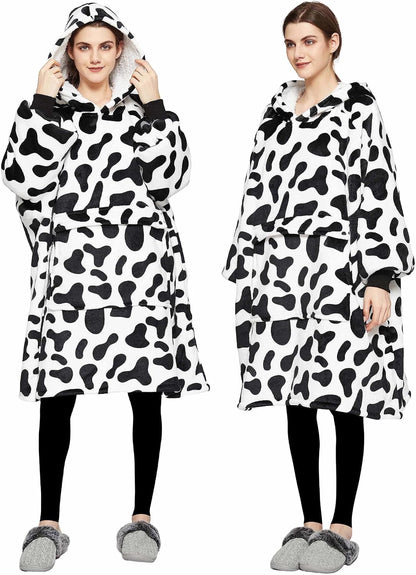 KFUBUO Wearable Blanket Hoodie for Adults Sherpa All Patterns Cat Oversized Sweatshirt Blanket with Pockets for Women