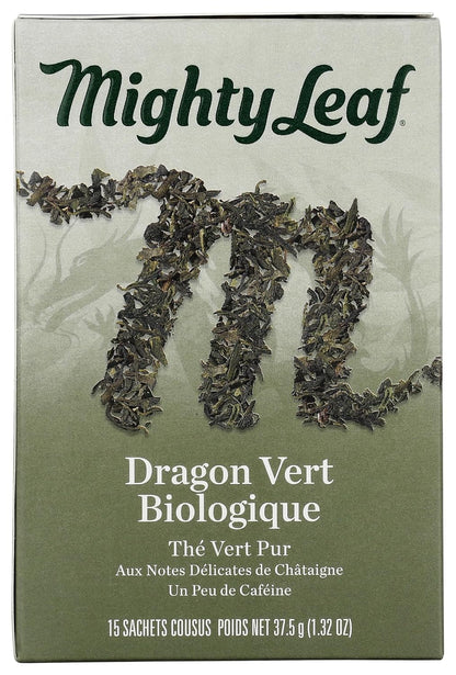 Mighty Leaf Tea Organic Green Dragon Hand-Stitched Tea Bags, 15 ct