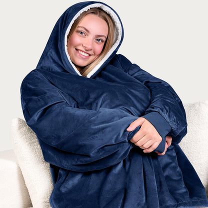 Bare Home Wearable Blanket Hoodie - Soft Plush Sherpa - Warm and Cozy - Oversized Wearable Blanket