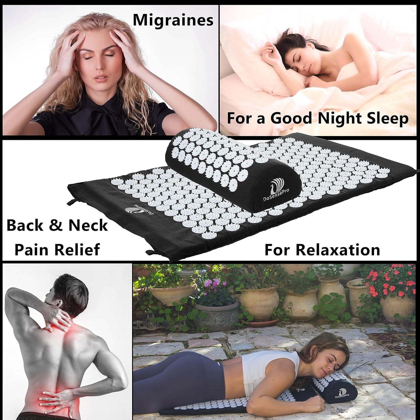 Acupressure Mat & Pillow Set – Extra-Long 29” Acupressure Therapy for Back & Neck Pain Relief, Sciatica, Stress Relief & Sleep Support Includes Carry Bag & Hot/Cold Pack (Purple)