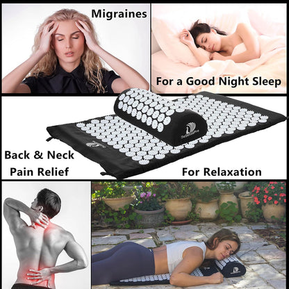 Acupressure Mat & Pillow Set – Extra-Long 29” Acupressure Therapy for Back & Neck Pain Relief, Sciatica, Stress Relief & Sleep Support Includes Carry Bag & Hot/Cold Pack (Purple)