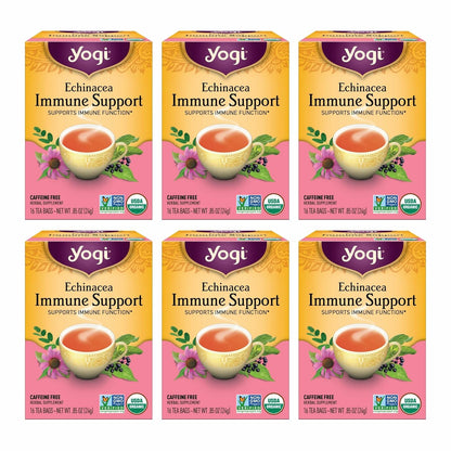 Yogi Echinacea Immune Support Tea, 16 Tea Bags (6 Pack)
