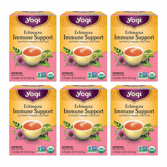 Yogi Echinacea Immune Support Tea, 16 Tea Bags (6 Pack)