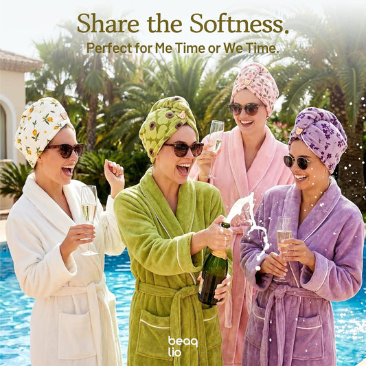 4 Pack Microfiber Hair Towel Wrap Set, Hair Towels for Women