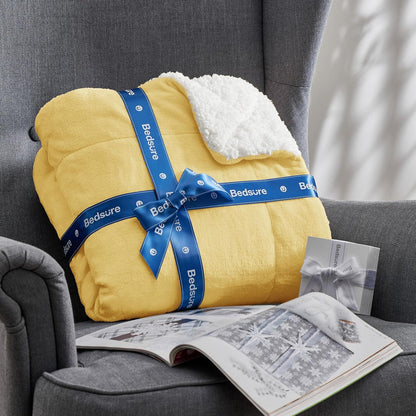 Bedsure GentleSoft Sherpa Fleece Throw Blanket for Couch, Non-Heated, Thick & Warm Cozy Blanket for Winter, Soft Fuzzy Plush Throw Gifts for Women and Men, Grey, 50x60 Inches