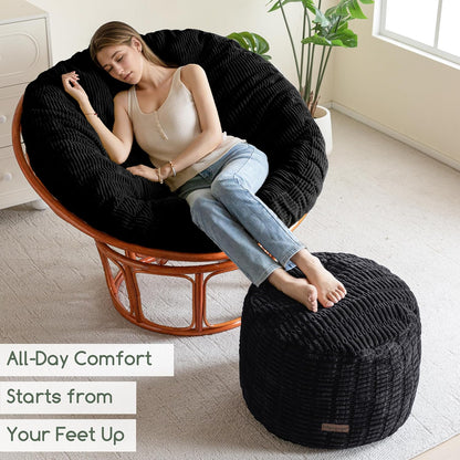 HIGOGOGO Pouf Ottoman Stuffed Round Modern Foam Filled Foot Rest Poufs for Living Room Chair Decorative 20 X 15 Inches Boho Relax Stool for Wedding Christmas Party, Beige