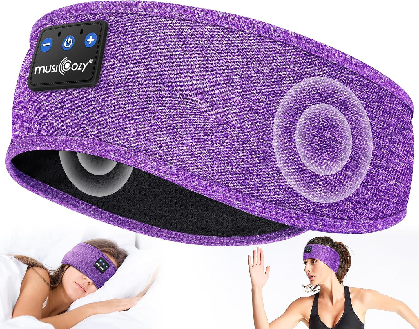 MUSICOZY Sleep Headphones Bluetooth 5.4 Headband, Wireless Earphones Music Sleep Earbuds Sleeping Eye Mask with HD Stereo Speakers for Workout Running Travel Yoga, Ideal Gifts for Men Women Mom Dad