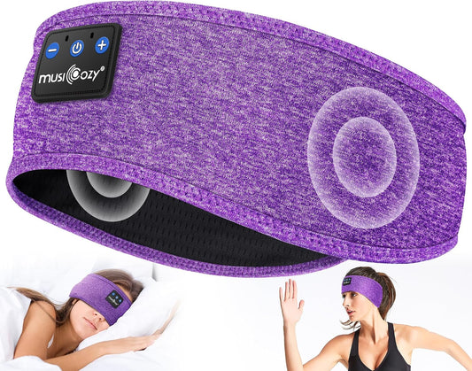 MUSICOZY Sleep Headphones Bluetooth 5.4 Headband, Wireless Earphones Music Sleep Earbuds Sleeping Eye Mask with HD Stereo Speakers for Workout Running Travel Yoga, Ideal Gifts for Men Women Mom Dad