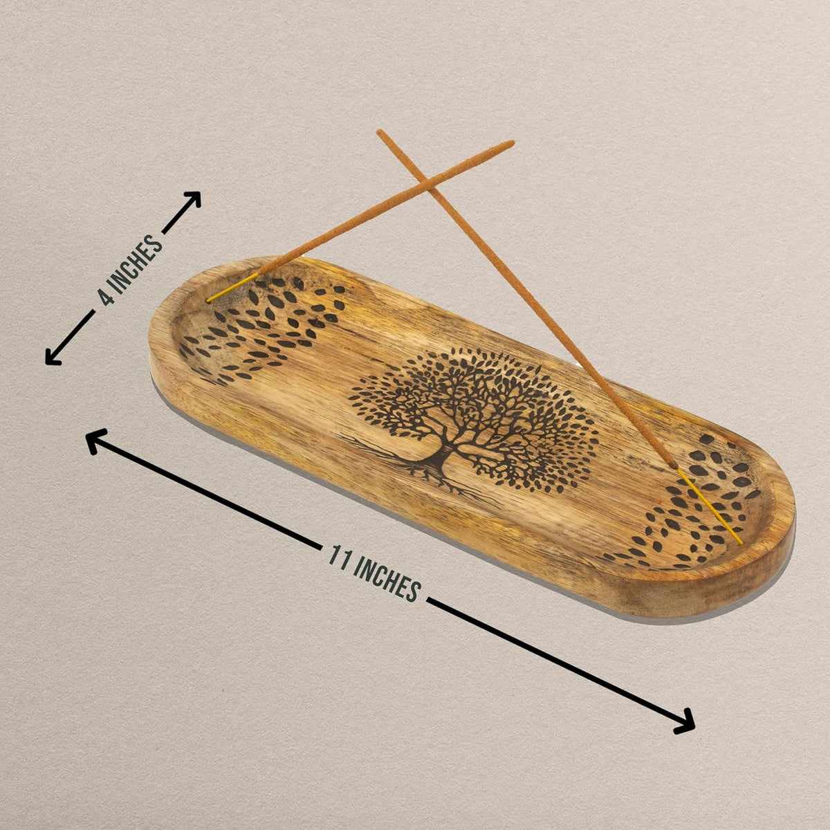 Incense Holder-Incense Burner/Ash Catcher-Handmade Wooden Insence Tray Home Decor 11x4x1.2 Inches